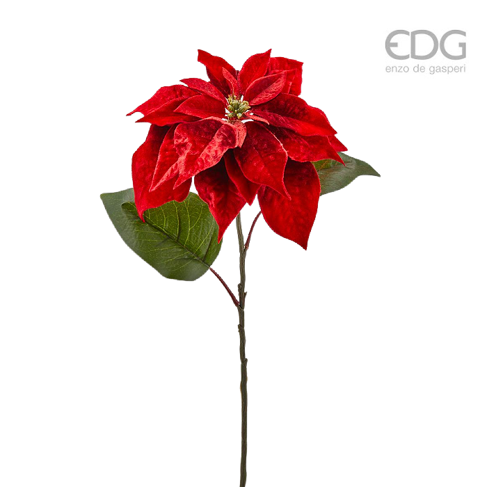Enzo De Gasperi Rich Red Velvet Poinsettia Christmas Stem 
