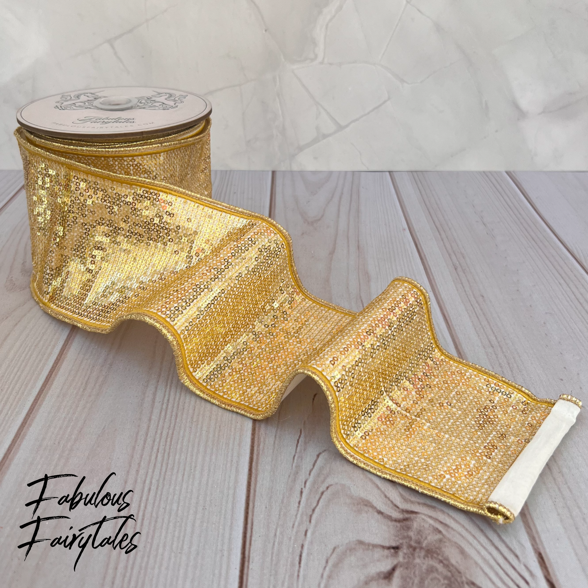 Fabulous Fairytales Golden Sparkle Sequin Ribbon