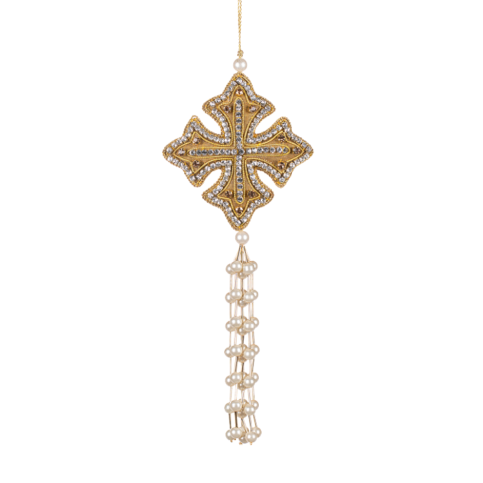 Goodwill Belgium Royal Christmas Jewel Cross With Pearl Tassel