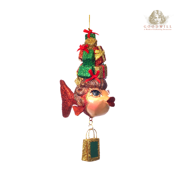 Goodwill Belgium Xmas Shopping Kissing Fish Christmas Ornament