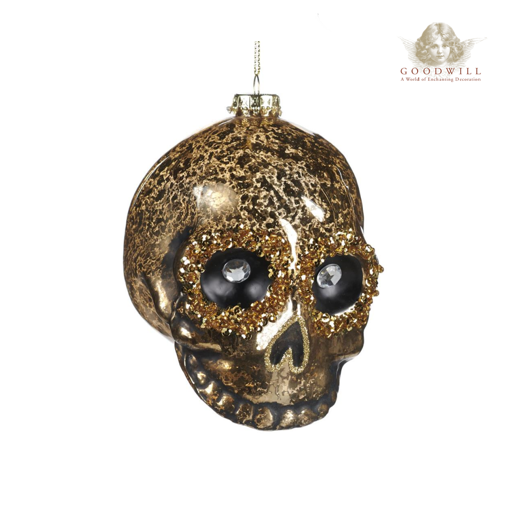 Goodwill Belgium Crystal Eye Skull Halloween Bauble