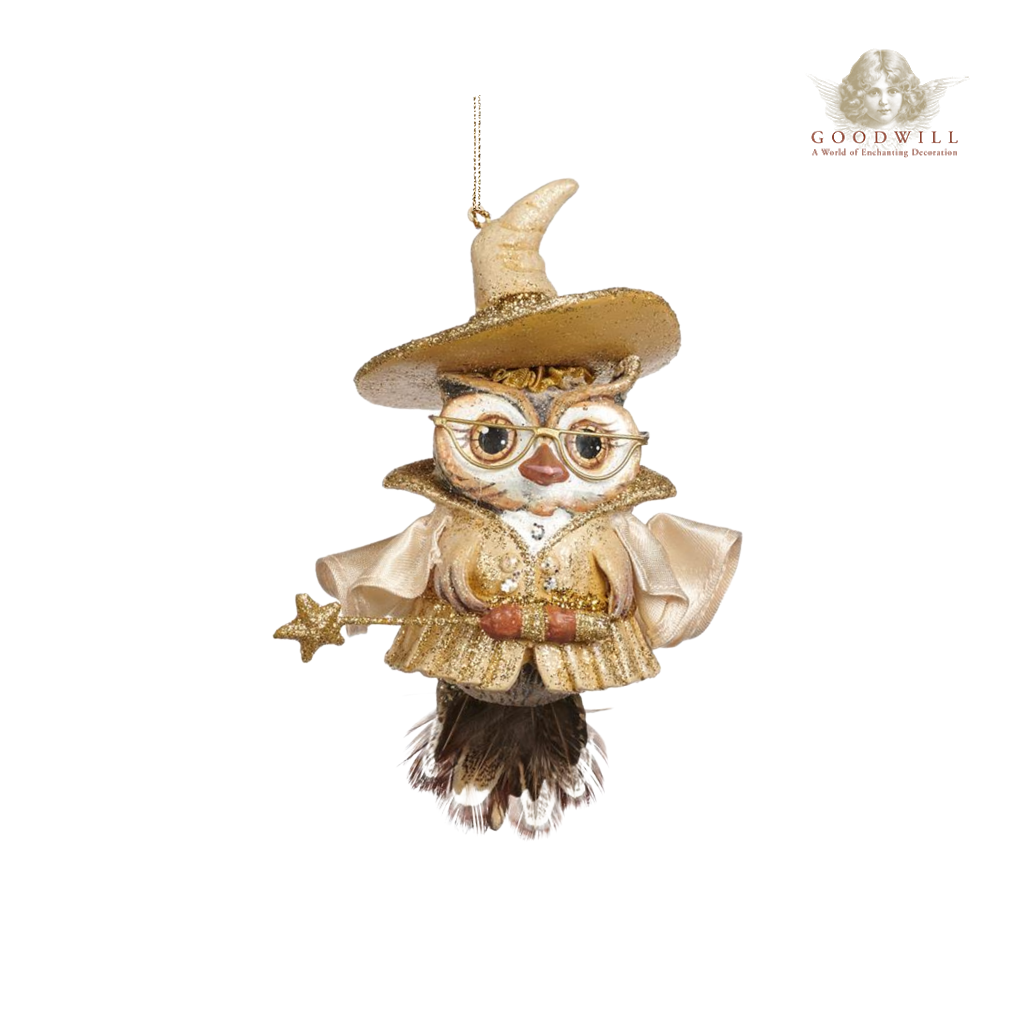 Magical Owl with Wand Decoration 20cm